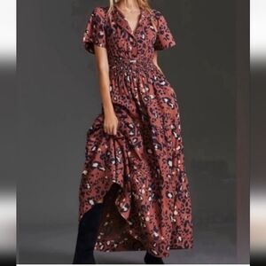Maeve The Somerset Leopard Print Shortsleeve Tiered Maxi Dress